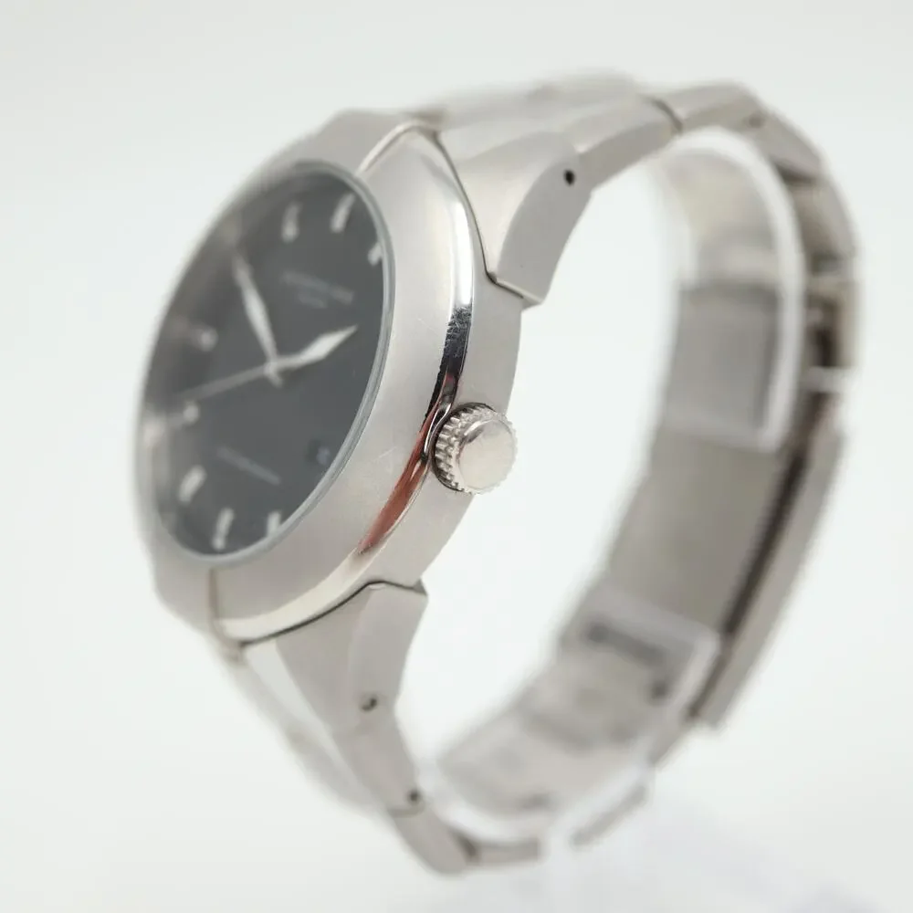 Kenneth Cole Mens Silver Tone Watch 42mm Black Date Dial Stainless Steel KC3393